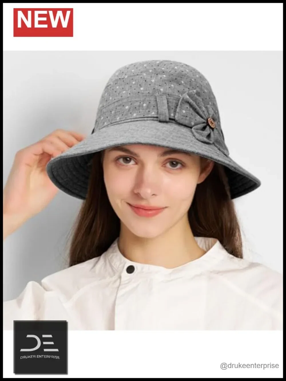 Vintage Bucket Hat with Star Print Adjustable